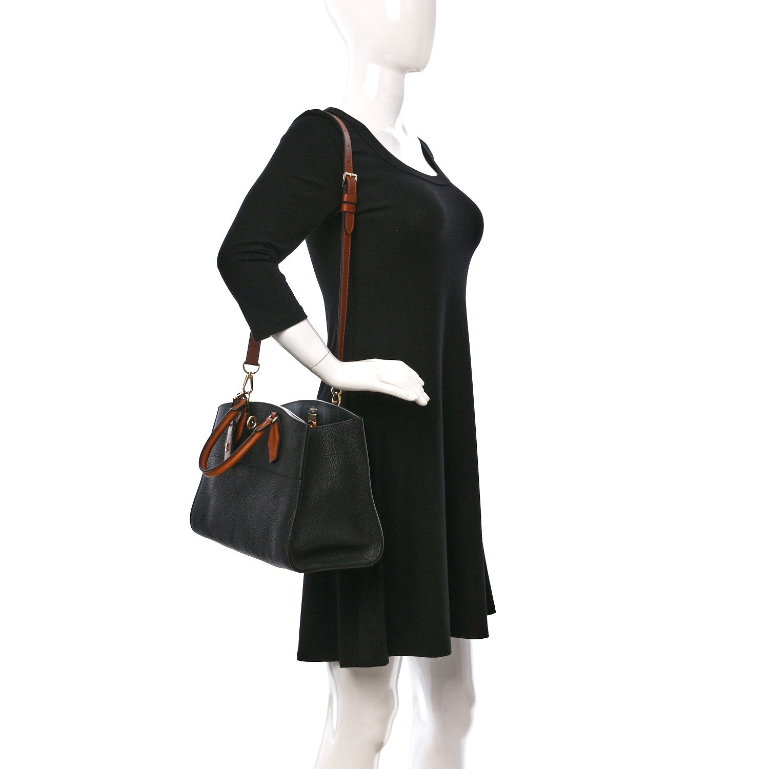 Louis Vuitton Calfskin City Steamer EW Black Gold 2 of 8