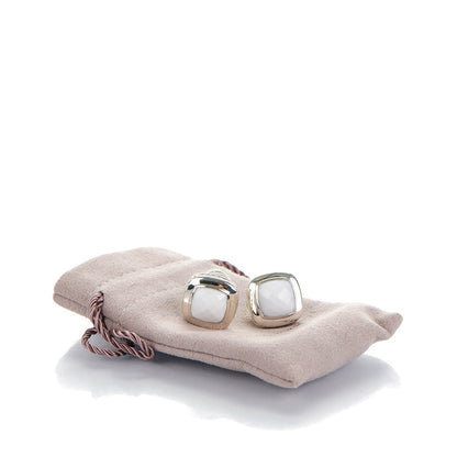 David Yurman Sterling White Agate 11mm Albion Earrings 4 of 4
