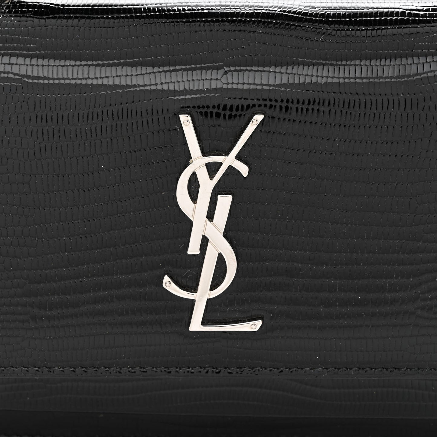 Calfskin Lizard Embossed Monogram Sunset Chain Wallet Black