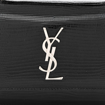 Saint Laurent Calfskin Lizard Embossed Monogram Sunset Chain Wallet Black 8 of 11