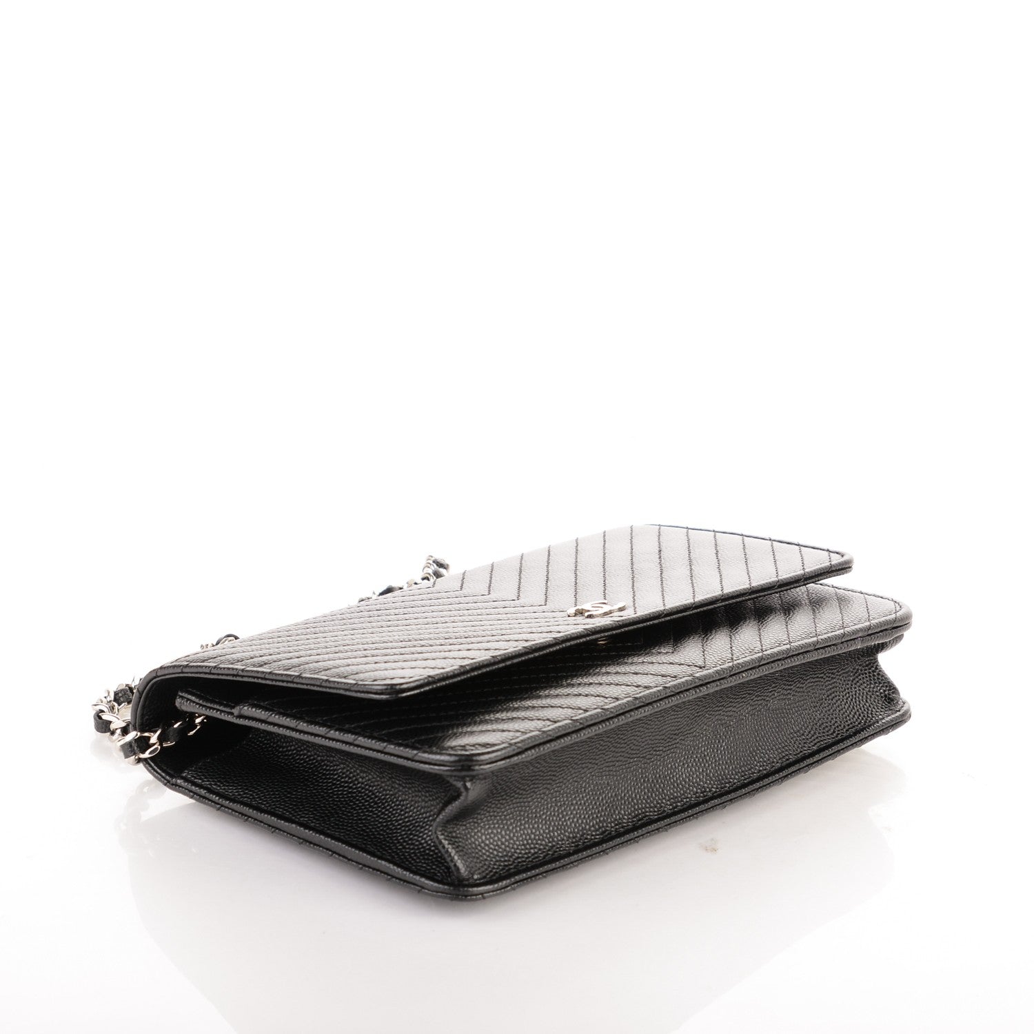 Chanel Caviar Chevron Wallet On Chain WOC Black 4 of 8