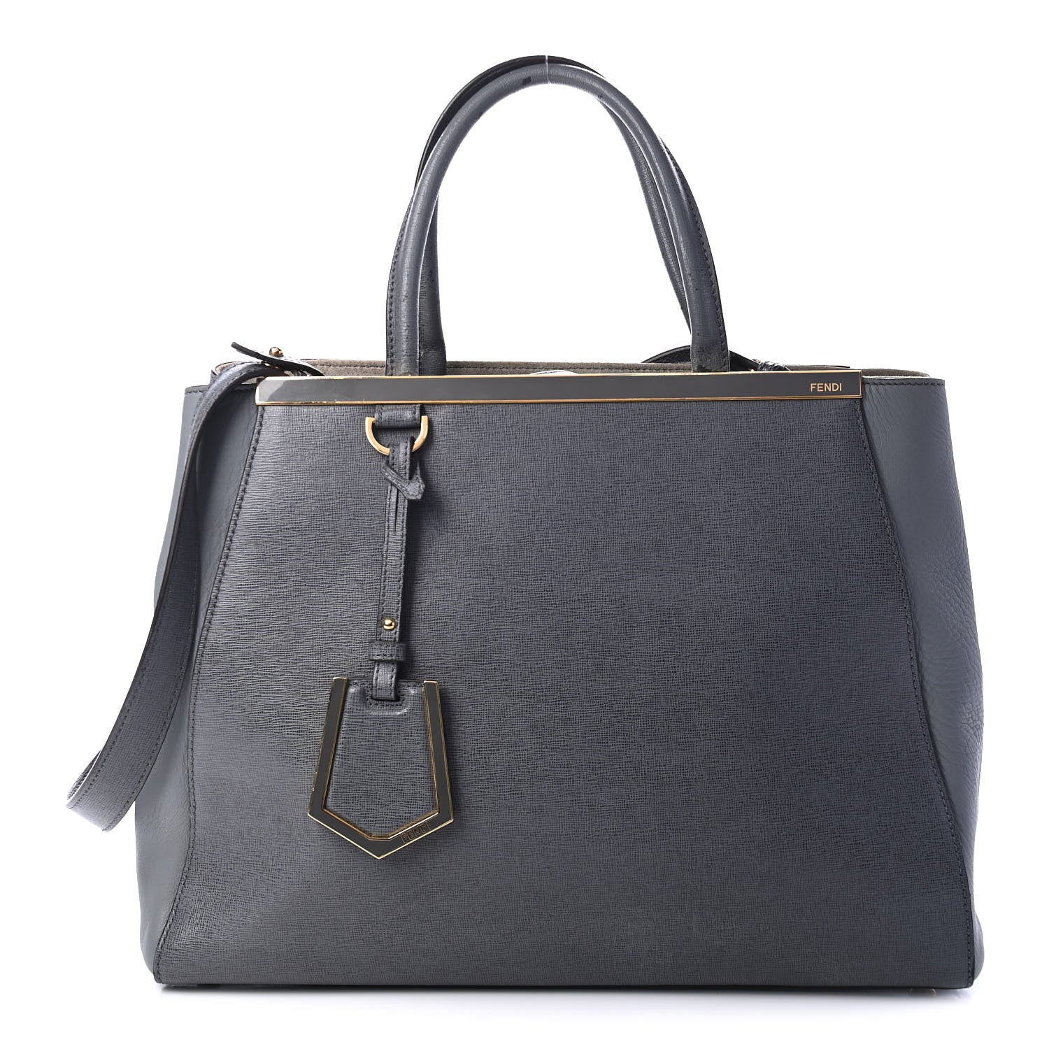 Fendi Vitello Elite Flamingo Regular 2Jours Tote Grigio Grigio Chiaro 1 of 6