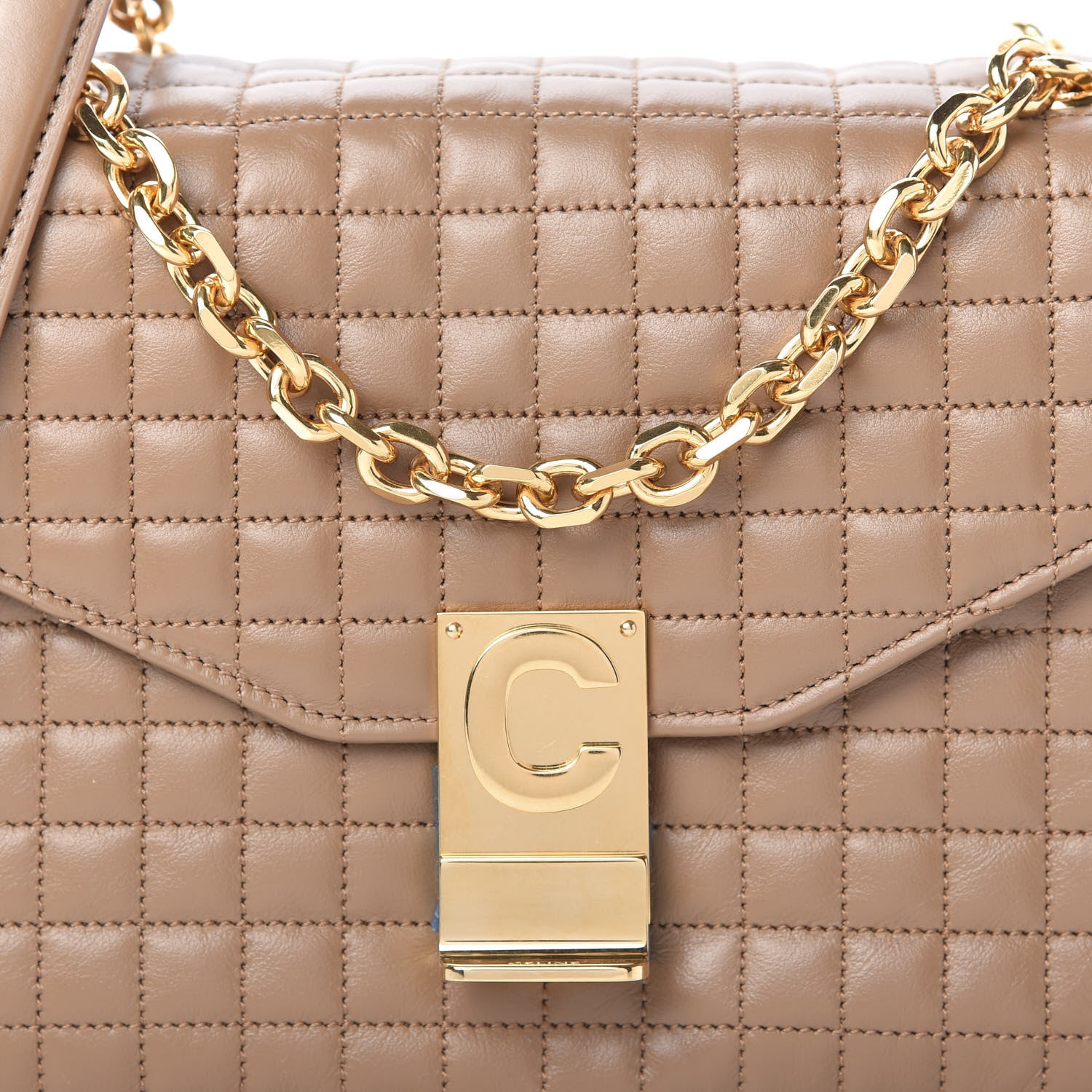Celine Calfskin Quilted Medium C Bag Camel 19 of 19