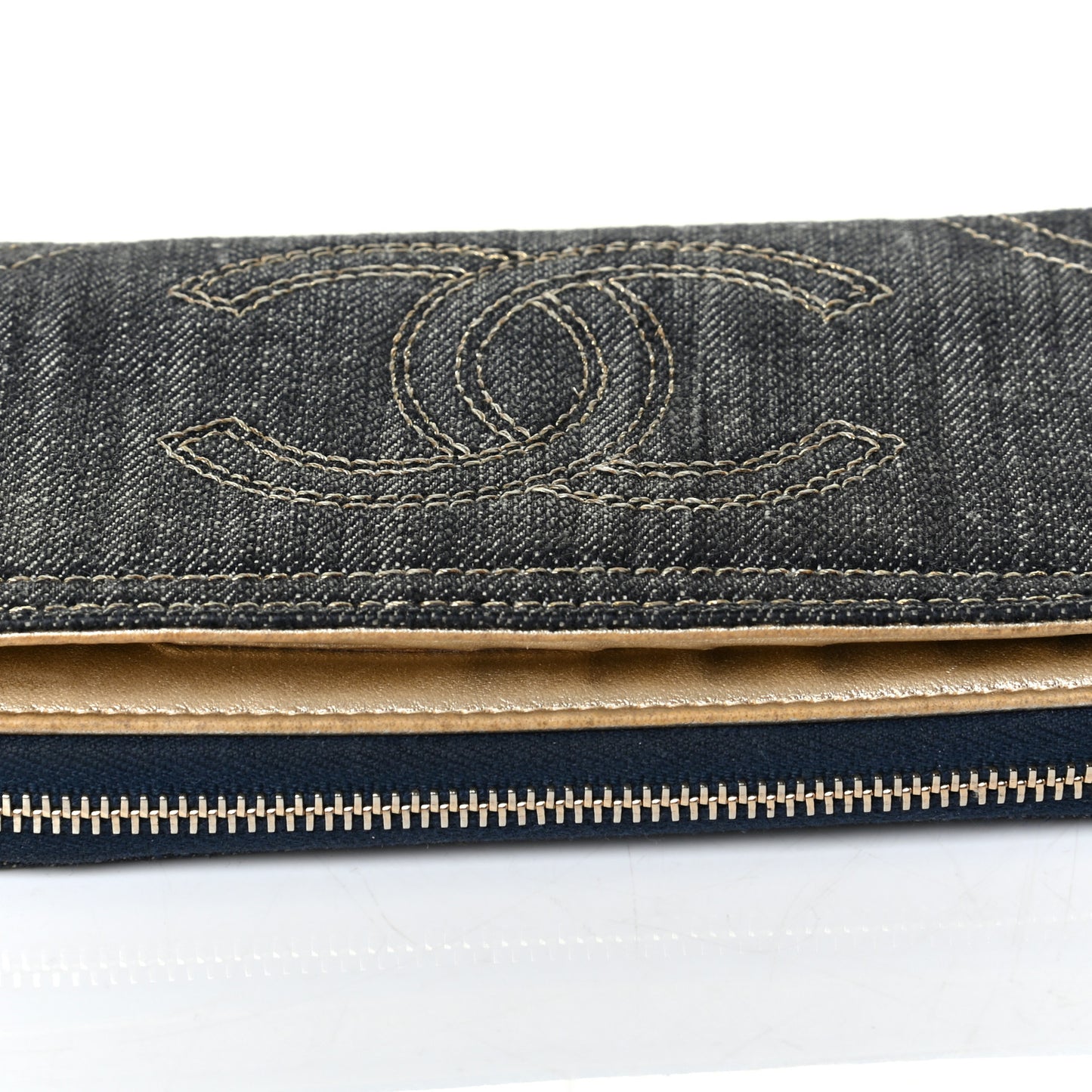 Denim CC Zip Around Wallet