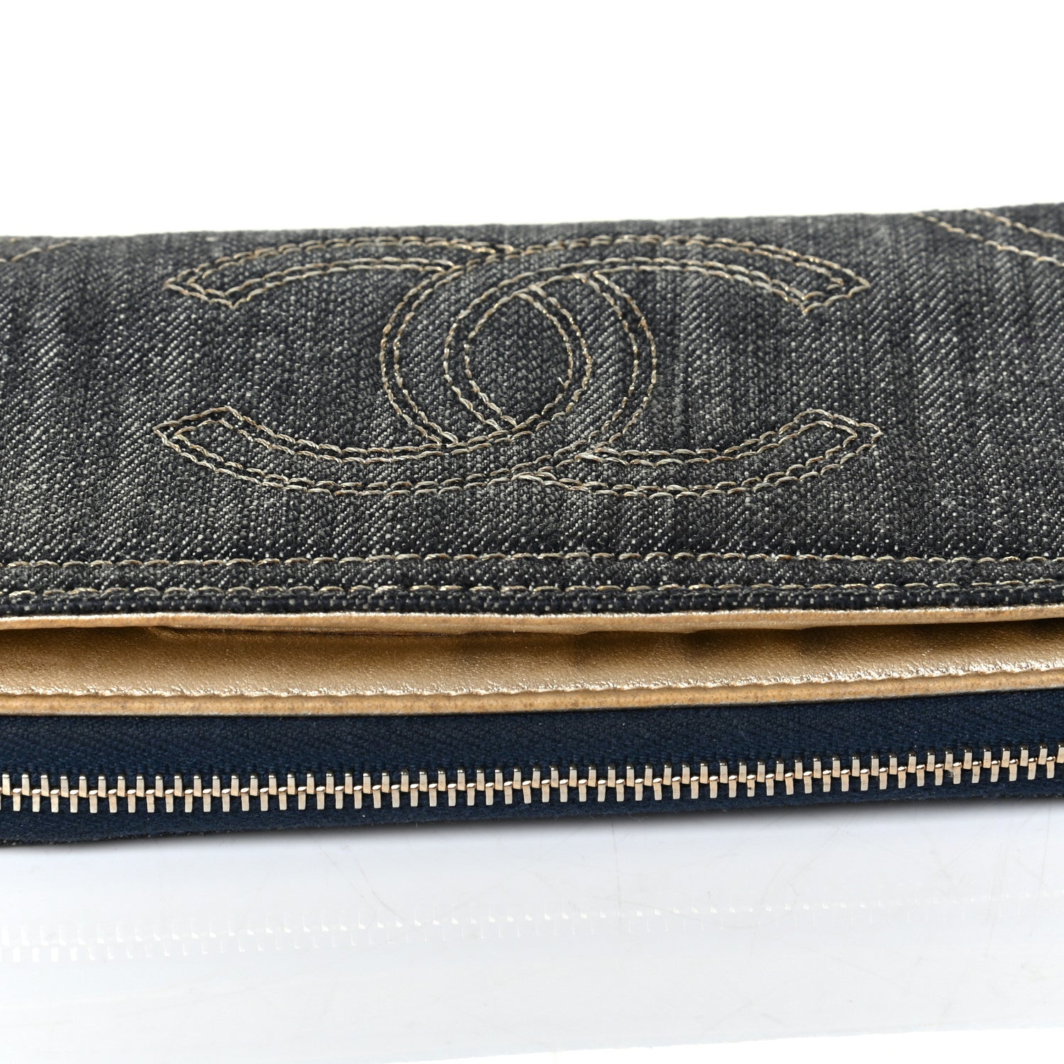 Chanel Denim CC Zip Around Wallet 7 of 9