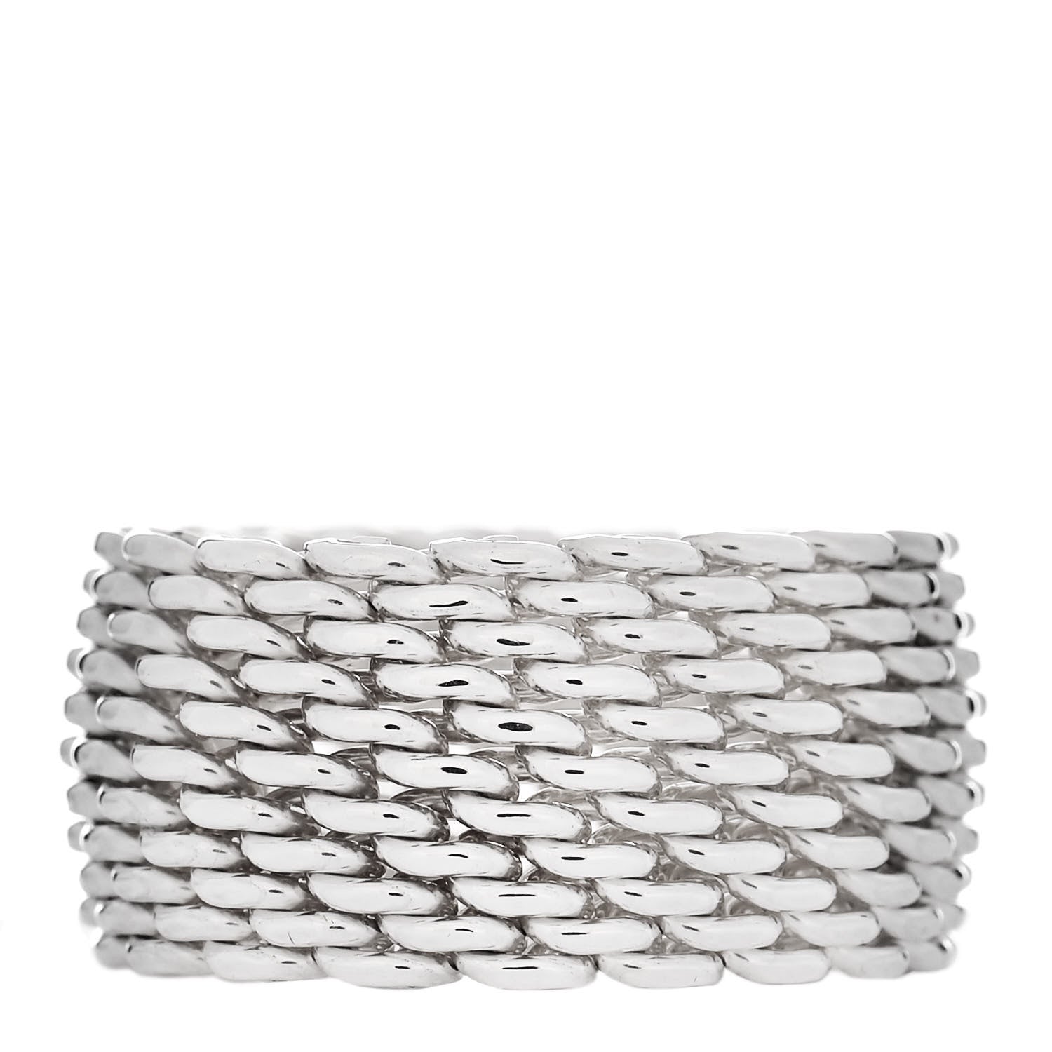 Tiffany Sterling Silver Somerset Mesh Ring 50 5.25 1 of 4
