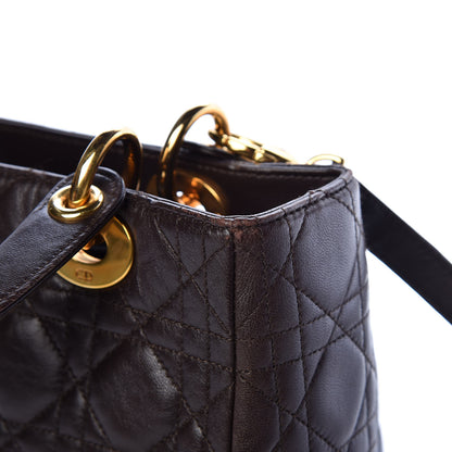 Christian Dior Lambskin Cannage Medium Lady Dior Dark Brown 18 of 18