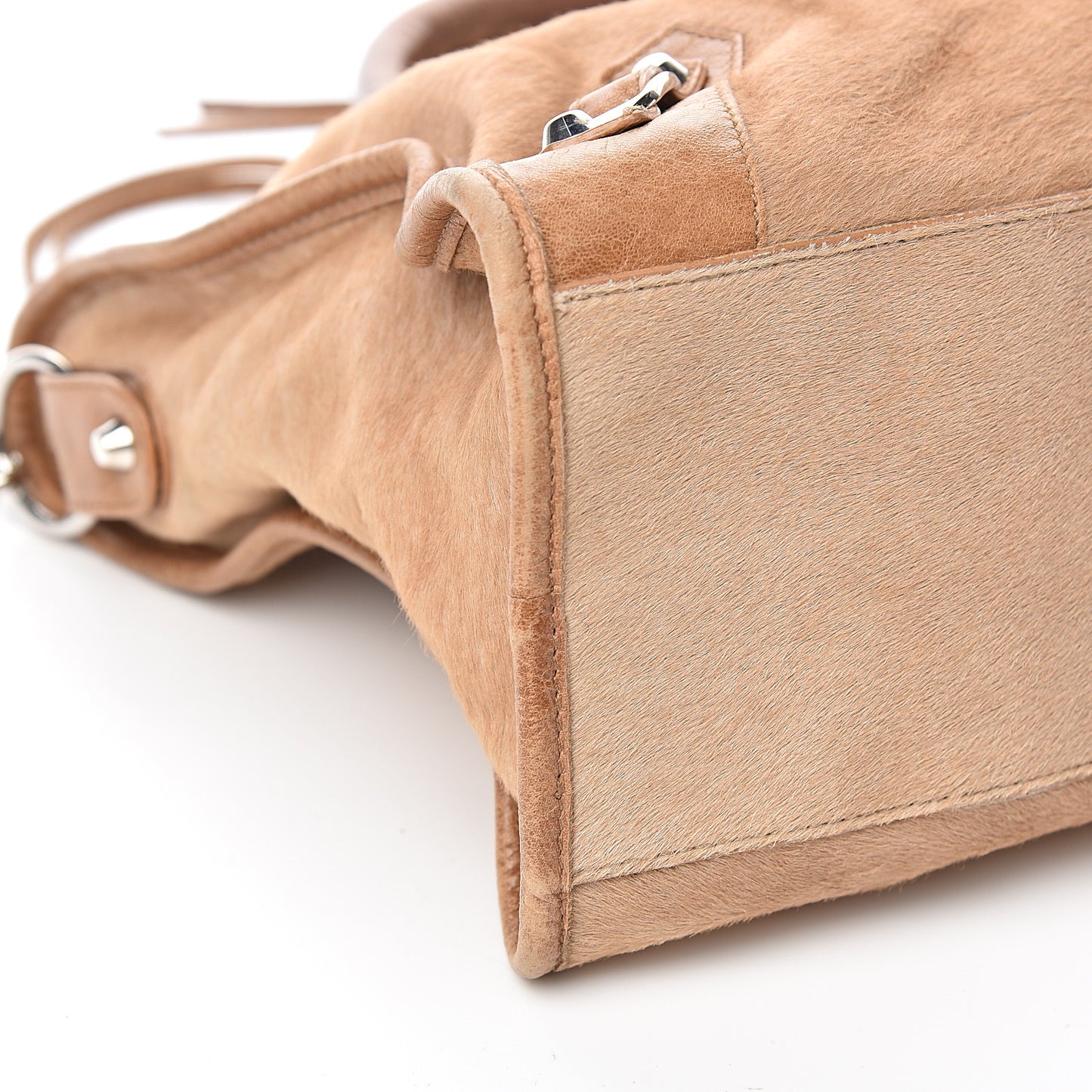Chevre Pony Hair Classic Silver Hardware City Camel