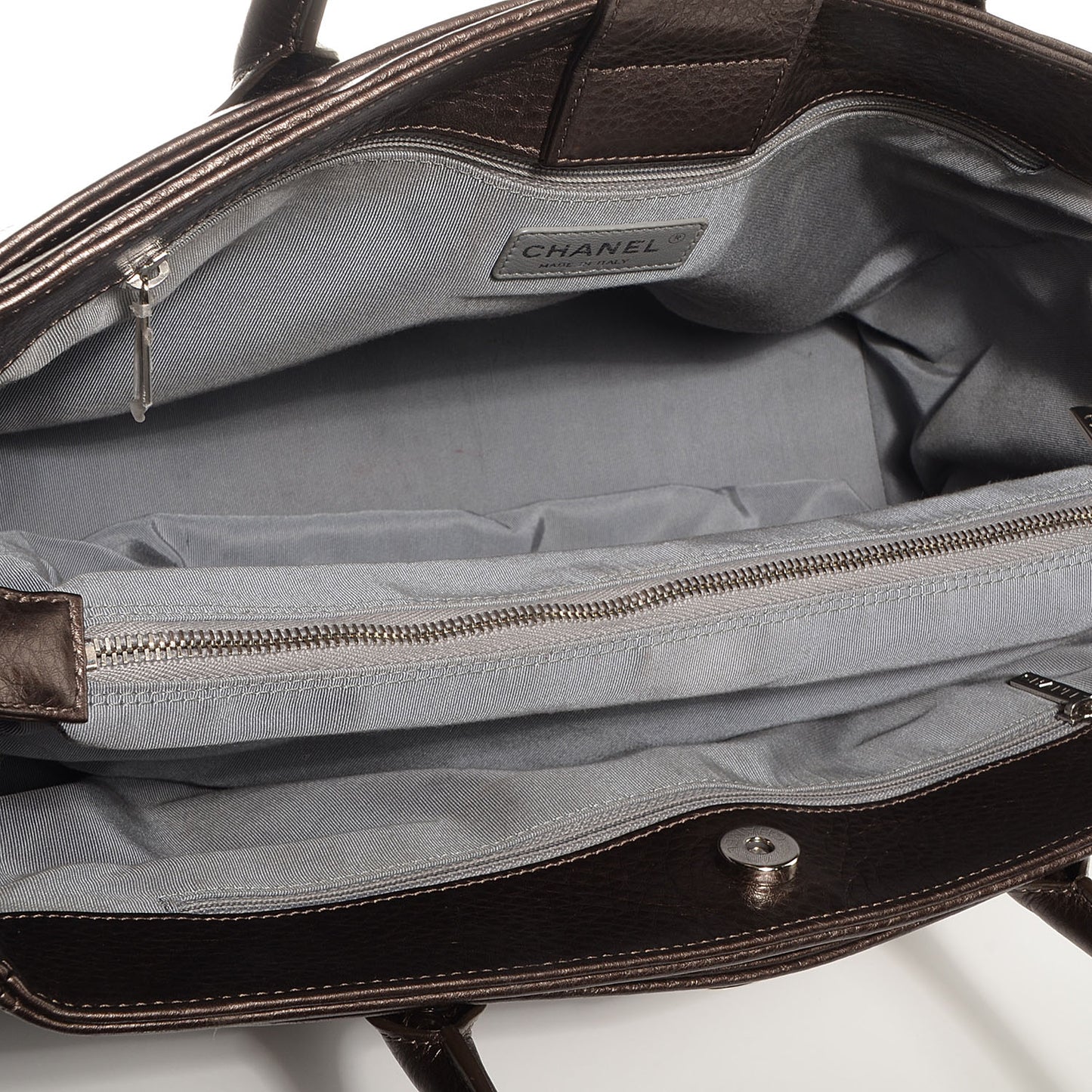 Metallic Deerskin Cerf Executive Shopper Tote Brown