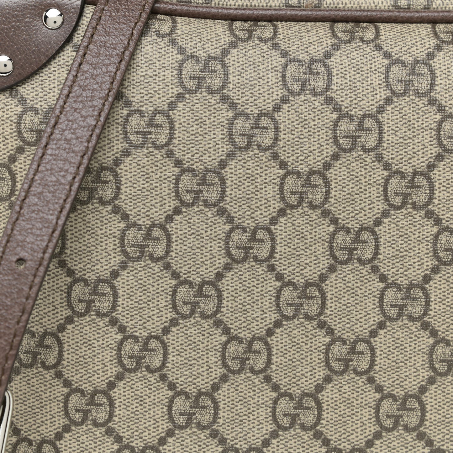 GG Supreme Monogram Textured Calfskin Square Messenger Bag Beige Ebony New Acero