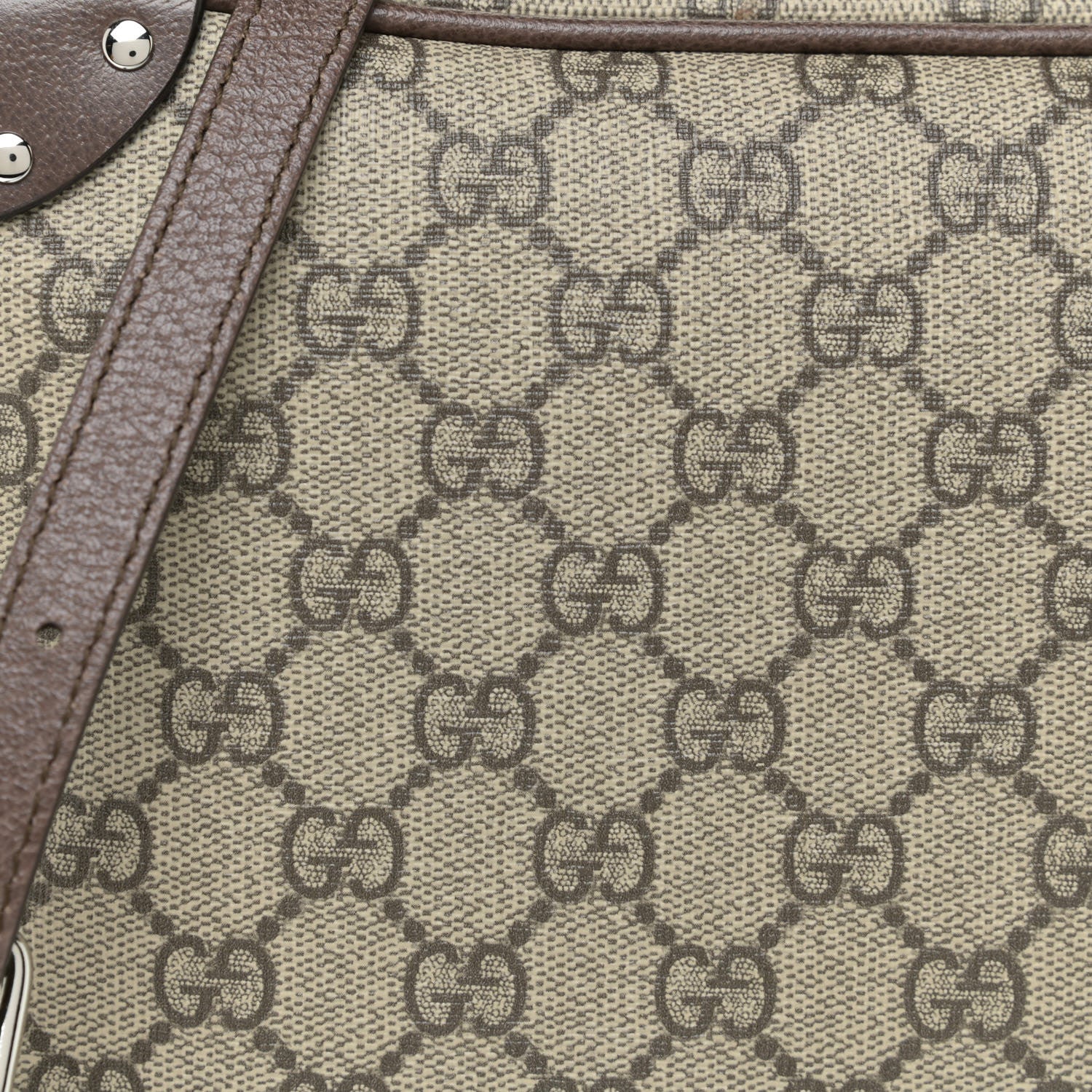 Gucci GG Supreme Monogram Textured Calfskin Square Messenger Bag Beige Ebony New Acero 7 of 12