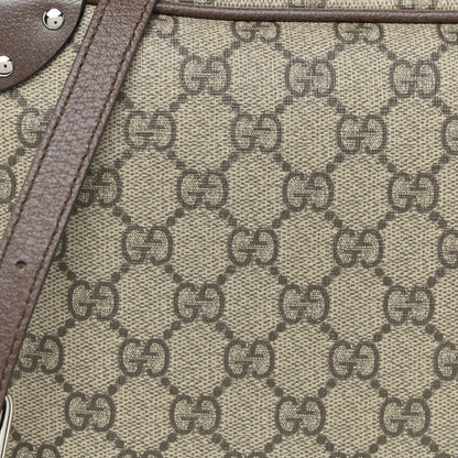 Gucci GG Supreme Monogram Textured Calfskin Square Messenger Bag Beige Ebony New Acero 7 of 12