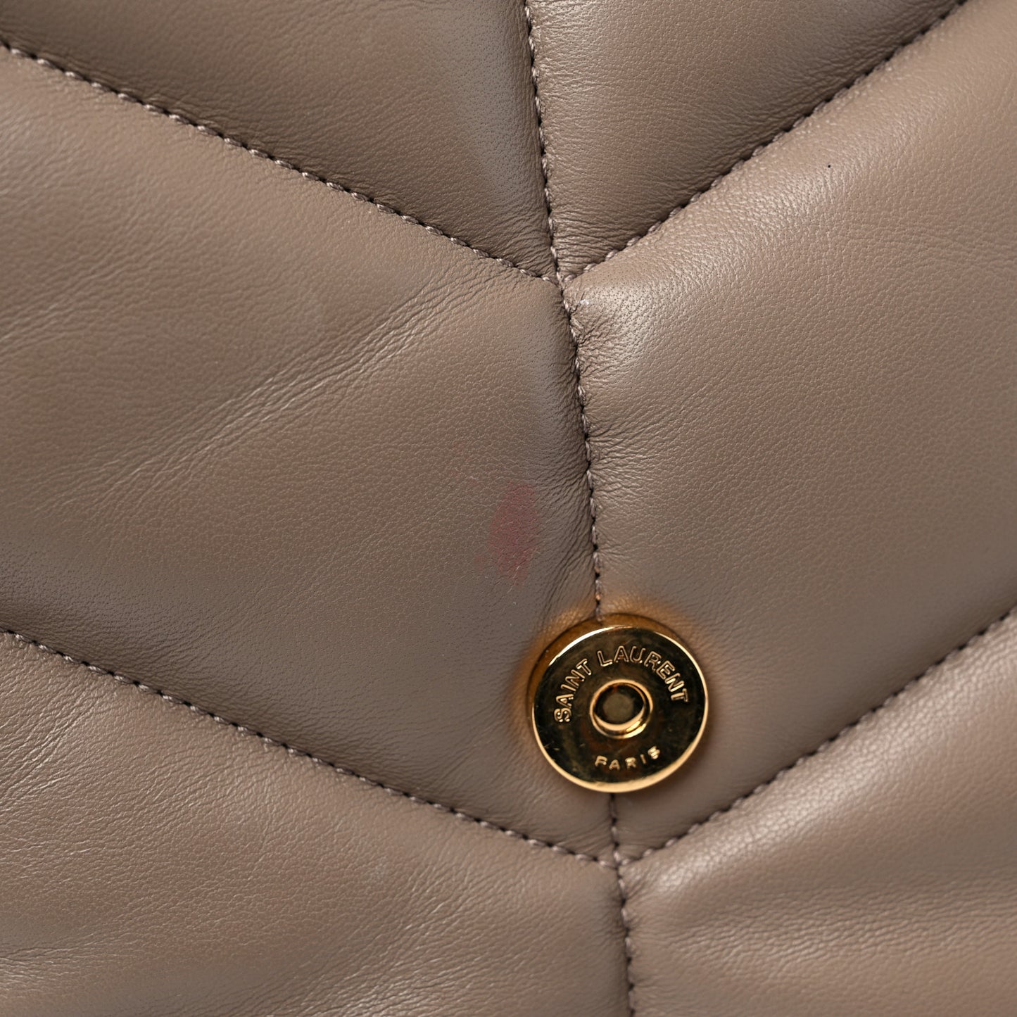 Lambskin Quilted Medium Loulou Puffer Monogram Chain Satchel Dark Beige