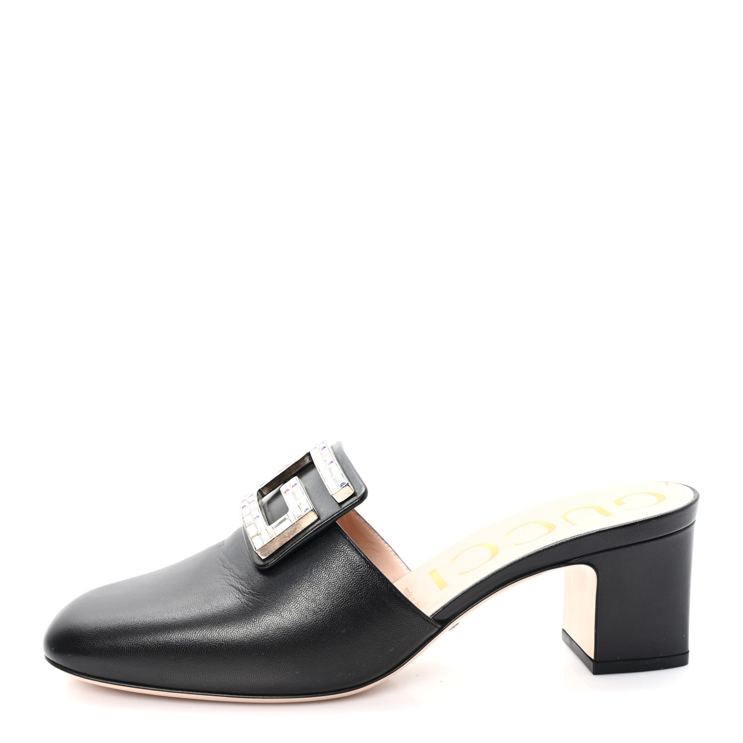 Malaga Kid Crystal Square G Madelyn 60mm Mules 39.5 Black