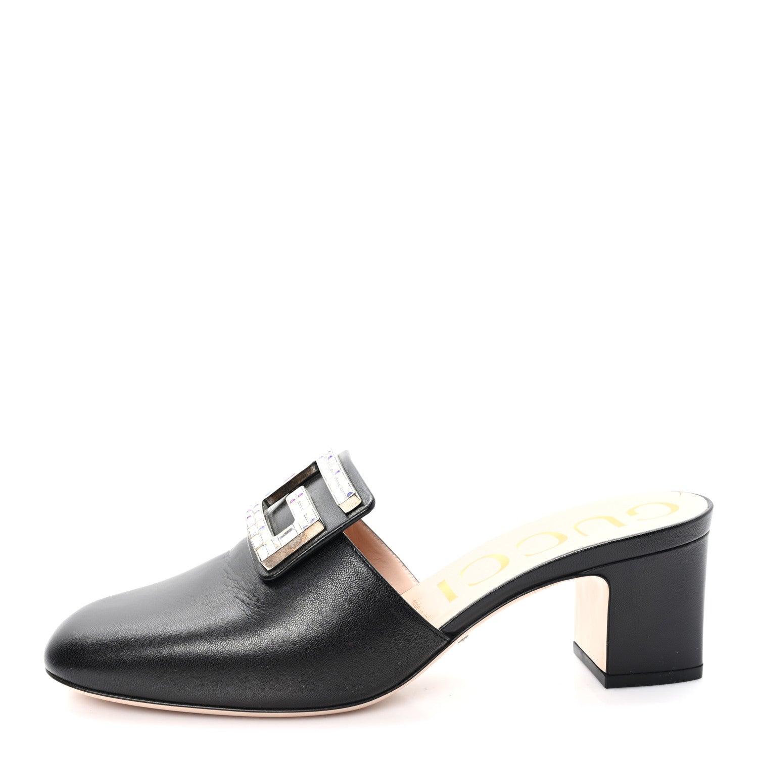 Gucci Malaga Kid Crystal Square G Madelyn 60mm Mules 39.5 Black 1 of 9