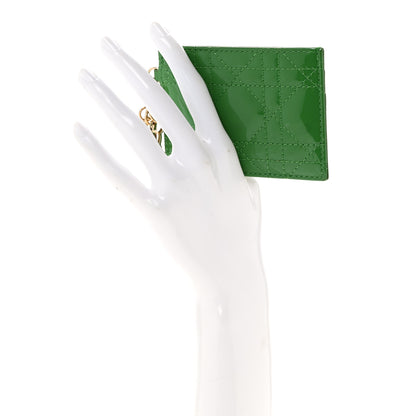 Christian Dior Patent Cannage Lady Dior Card Holder Green 2 of 8