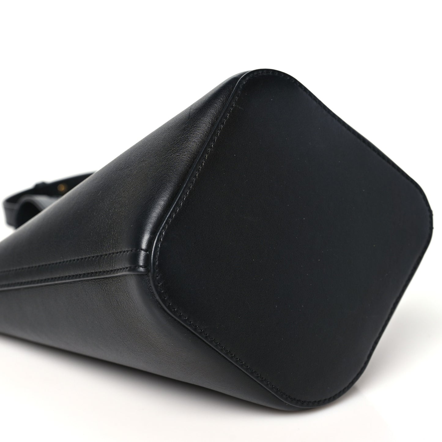 Smooth Calfskin Mini Pebble Bucket Bag Black