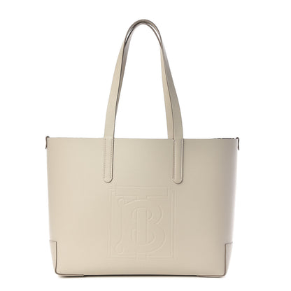 Burberry Calfskin Embossed Monogram Motif Medium Tote Limestone 1 of 9