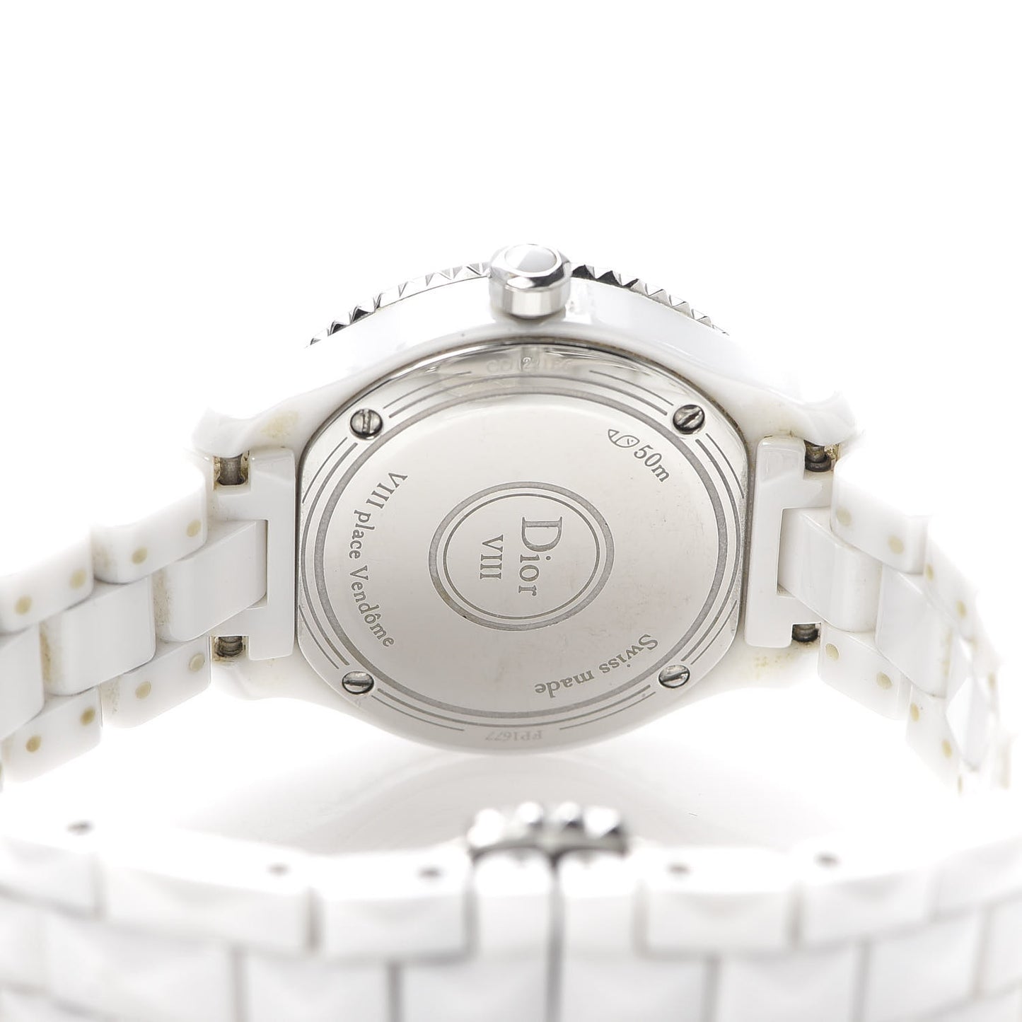 Stainless Steel Ceramic Diamond Bezel Mother of Pearl 28mm Dior VIII Quartz Watch White