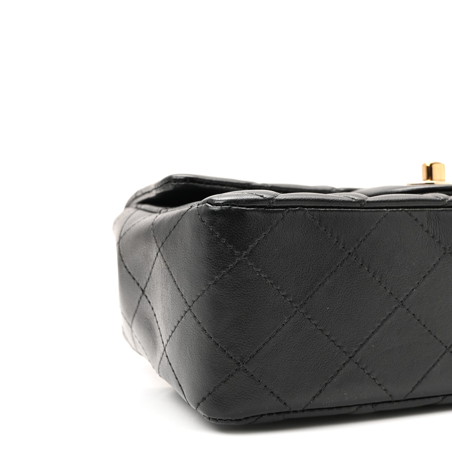 Lambskin Quilted Mini Rectangular Flap Black