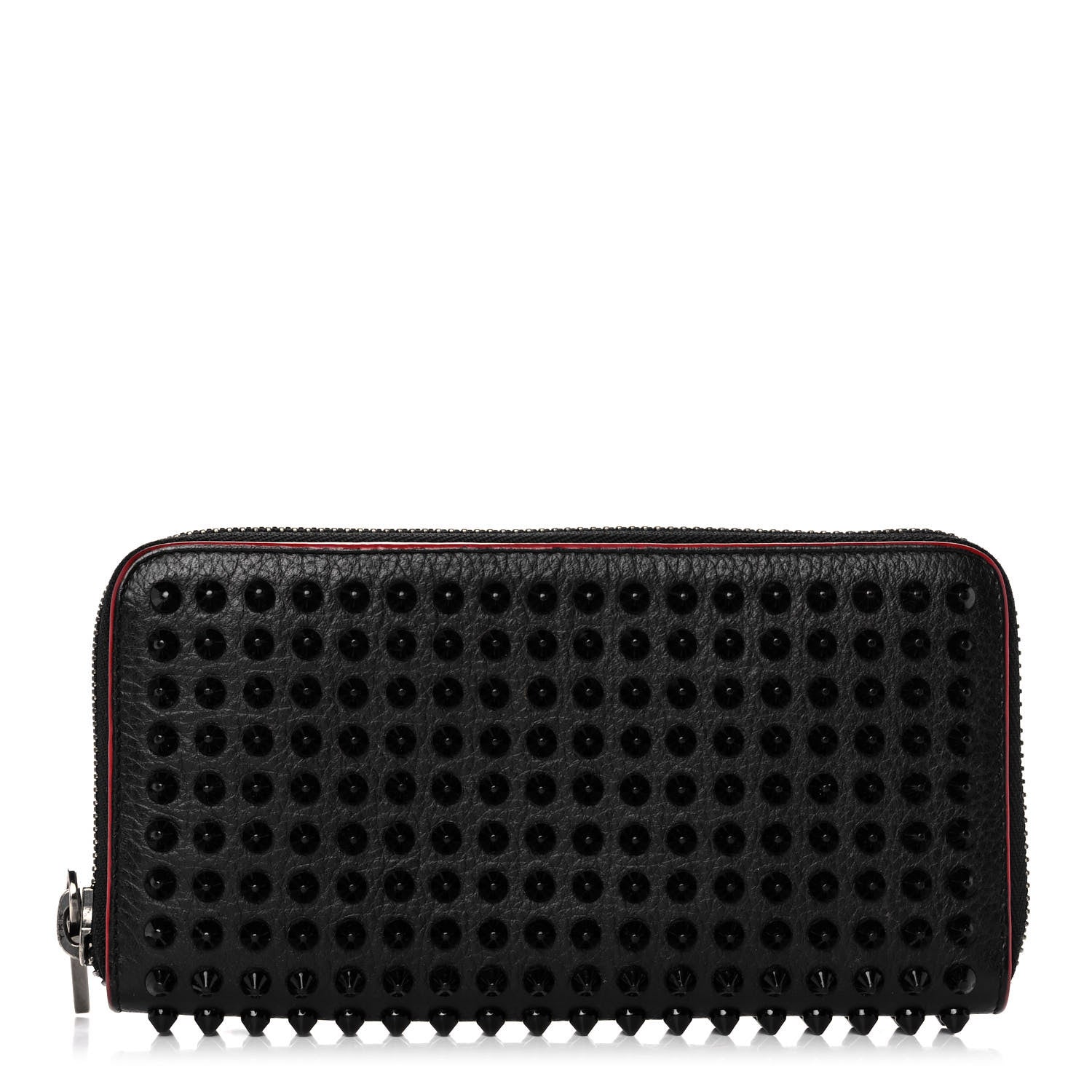 Christian Louboutin Calfskin Panettone Spiked Zip Around Wallet Black 1 of 13