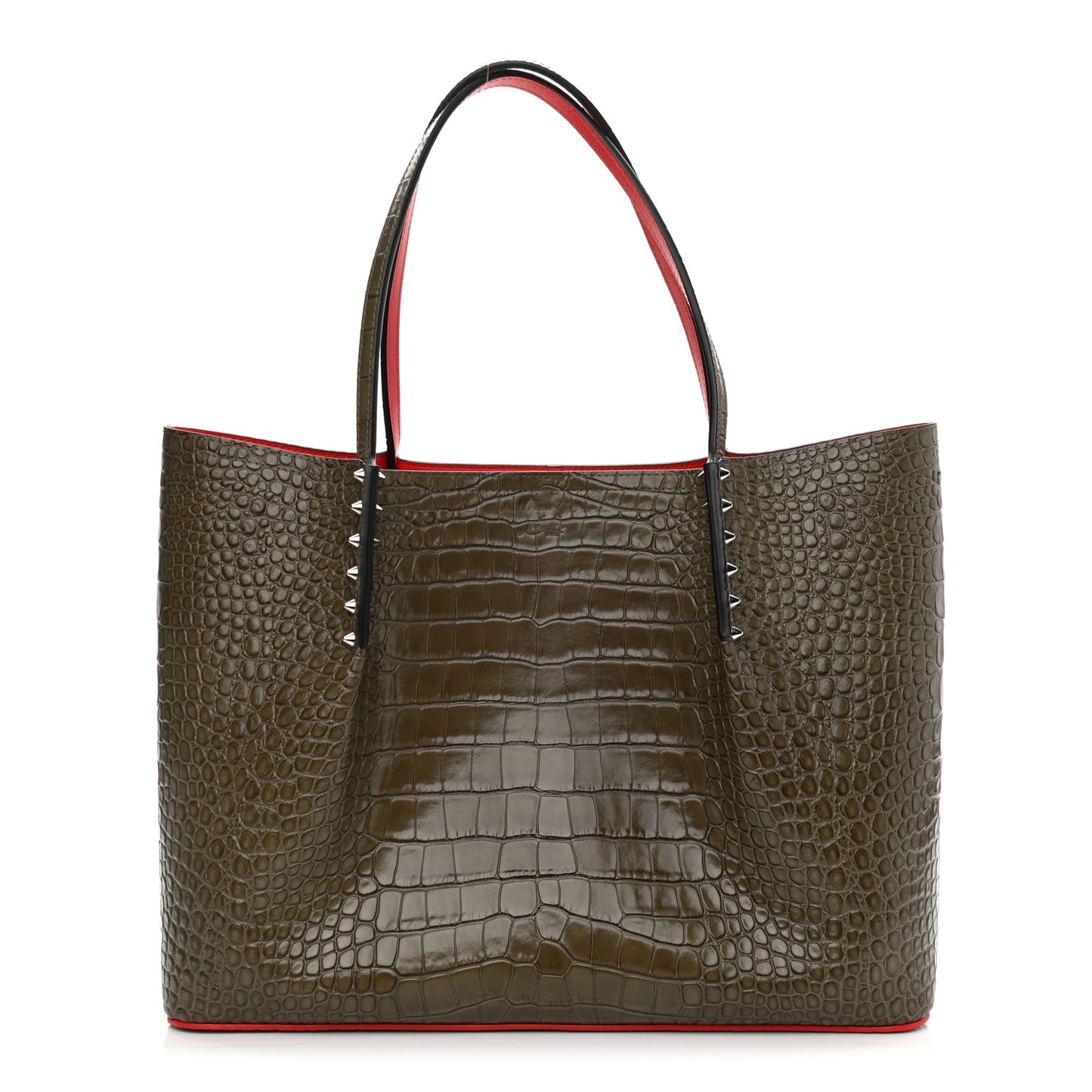 Crocodile Embossed Calfskin Spiked Large Cabarock Shopper Tote Silex