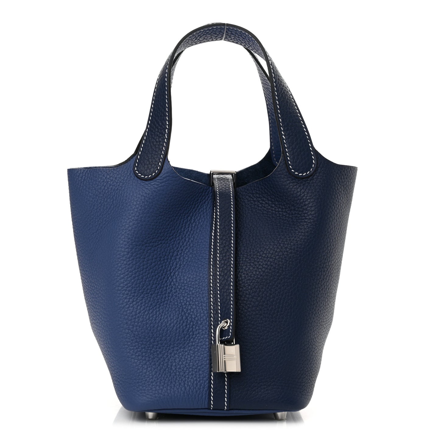Taurillon Clemence Casaque Picotin Lock 18 PM Bleu Saphir Bleu Brighton