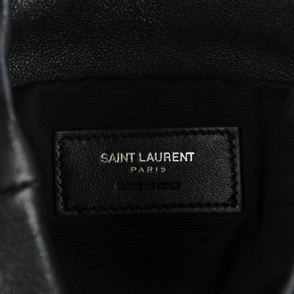 Saint Laurent Lambskin Oxidized Nickel Studded Small Helena Fringed Bucket Bag Black 7 of 7