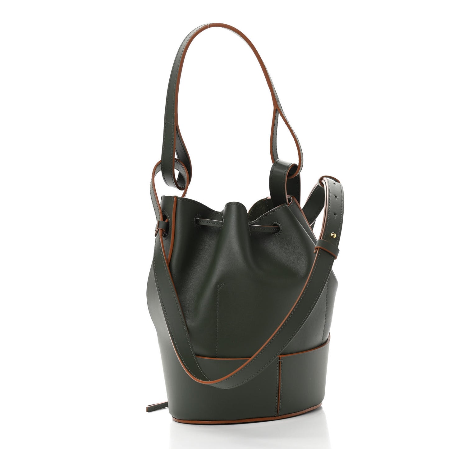Calfskin Small Balloon Bucket Bag Vintage Khaki