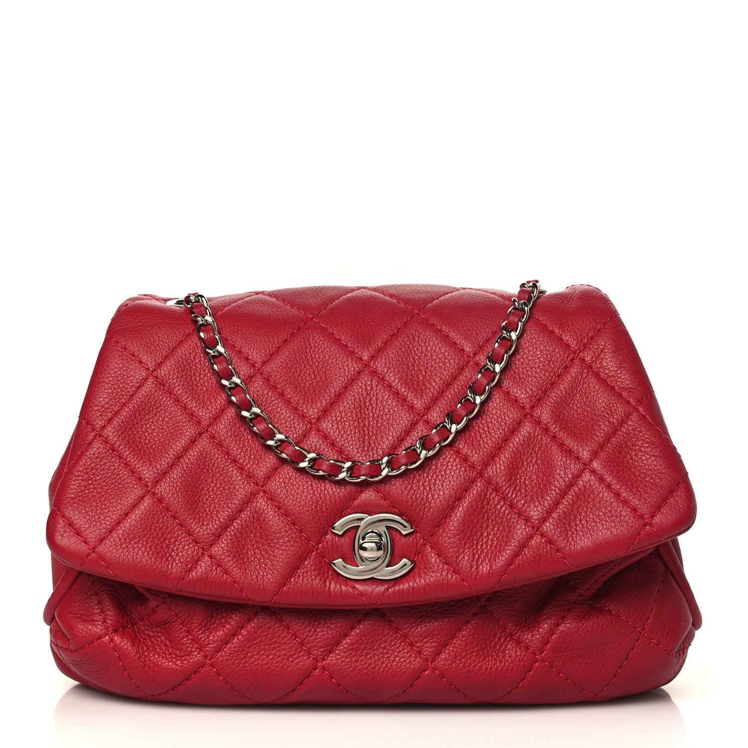 Chanel Calfskin Quilted CC Curvy Flap Red 1 of 8