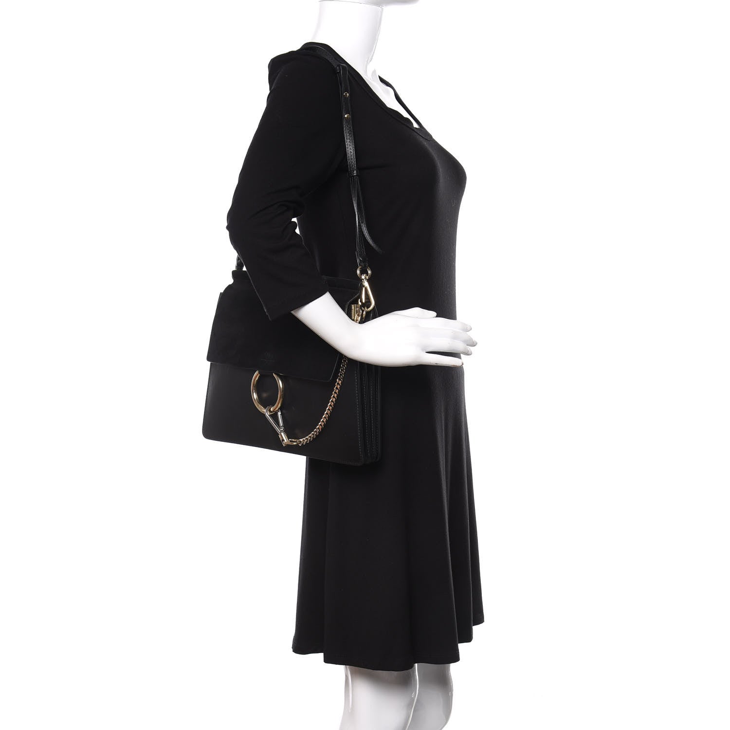 Chloe Suede Calfskin Medium Faye Shoulder Bag Black 2 of 20