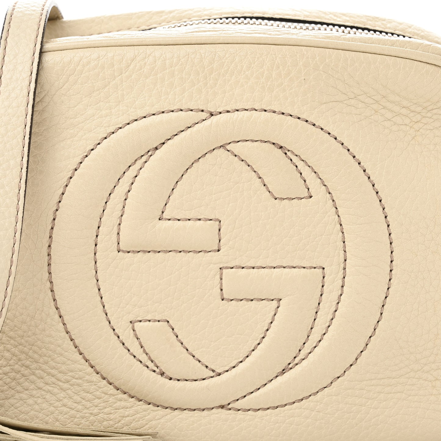 Pebbled Calfskin Small Soho Disco Bag Off White