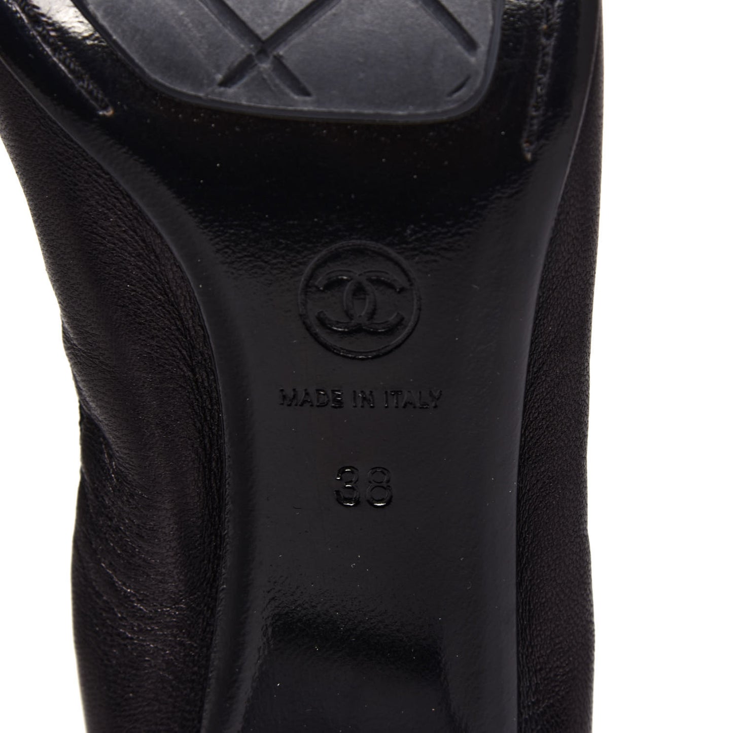 Lambskin Patent CC Elastic Stretch Pumps 38 Black