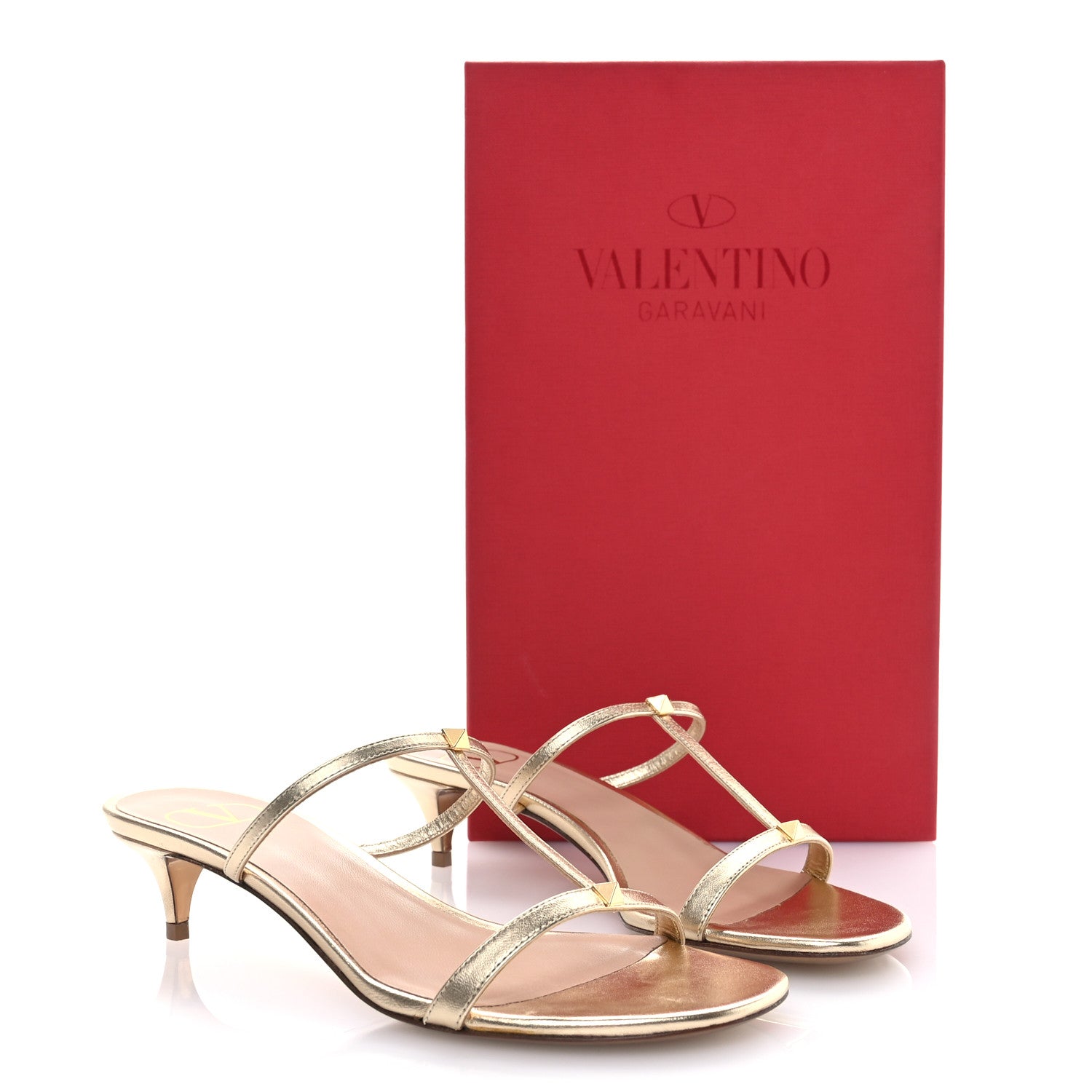 Valentino Garavani Metallic Nappa Rockstud Sandals 36 Dark Gold 8 of 8