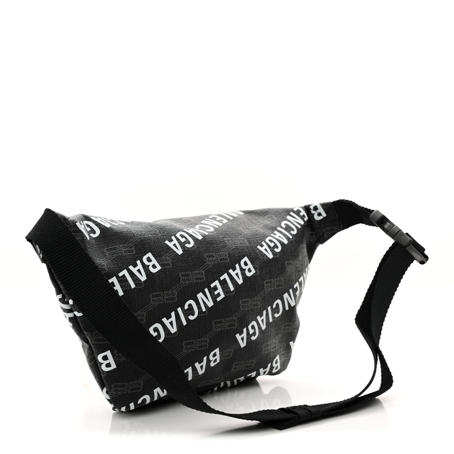 Coated Canvas BB Monogram Allover Logo Medium Signature Beltpack Black Grey White Black Grey White