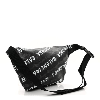 Balenciaga Coated Canvas BB Monogram Allover Logo Medium Signature Beltpack Black Grey White Black Grey White 2 of 9