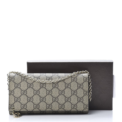 Gucci GG Supreme Monogram GG Pierce Chain Clutch Wallet Beige Ebony Black 11 of 11