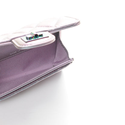 Chanel Iridescent Lambskin Quilted Reissue Flap Card Holder Light Purple 5 of 9