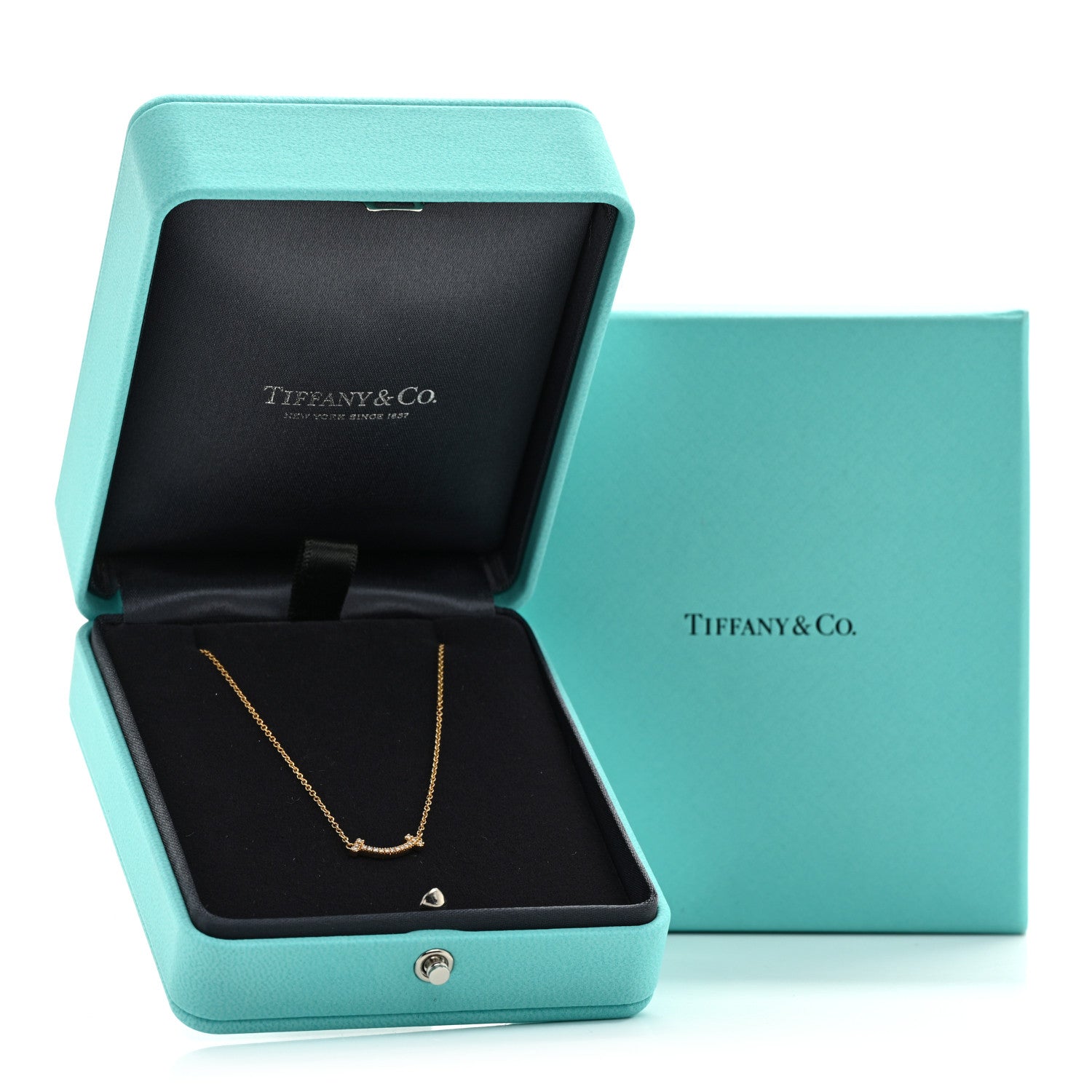 Tiffany 18K Yellow Gold Diamond Mini T Smile Pendant Necklace 6 of 6