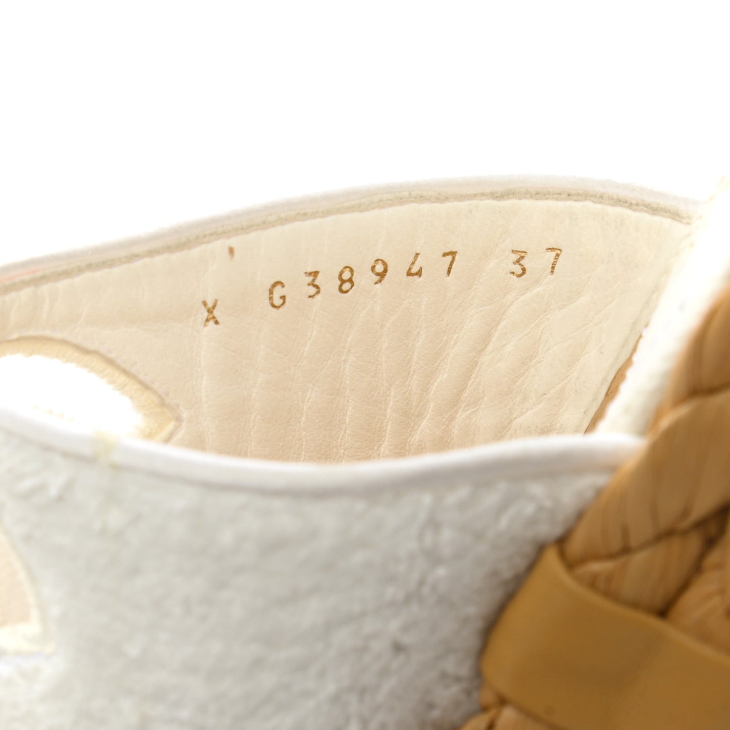 Terry Cloth Raffia CC Logo Thong Sandals 37 White