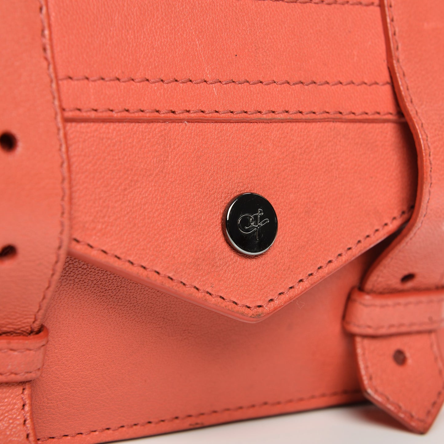 Lambskin PS1 Large Chain Wallet Deep Coral