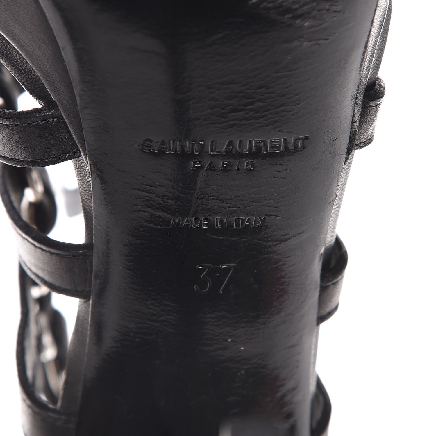 Saint Laurent Calfskin Nina Cage Sandal Heels 37 Black 8 of 10
