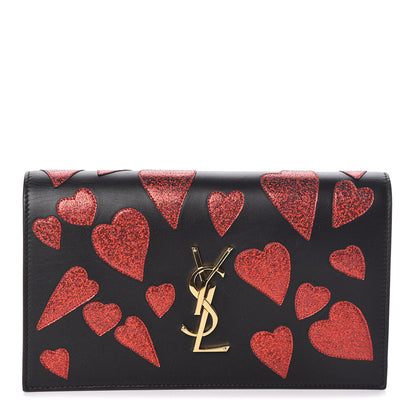 Saint Laurent Calfskin Classic Monogram Kate Heart Clutch Black Deep Rubin 1 of 10