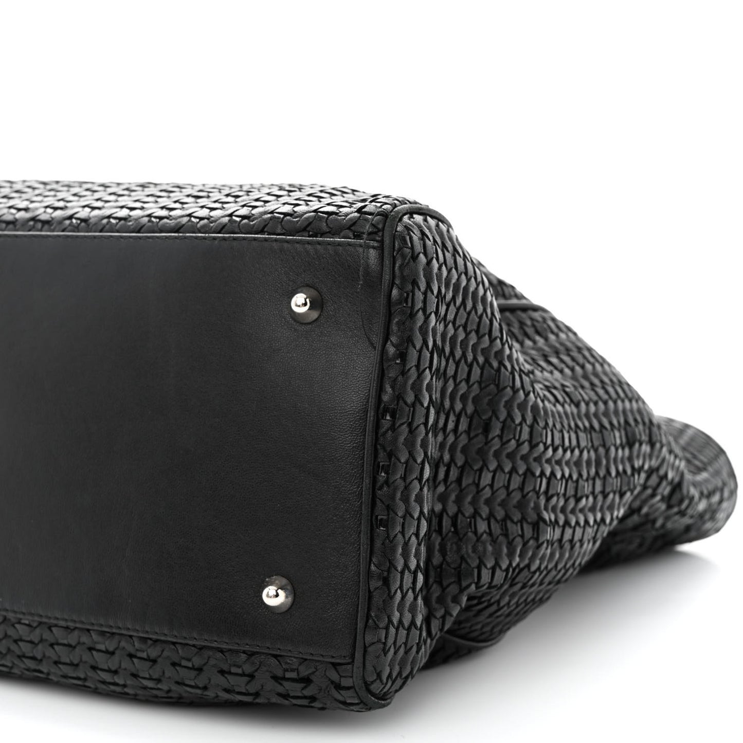 Lambskin Woven Large Lady Dior Shopping Tote Black