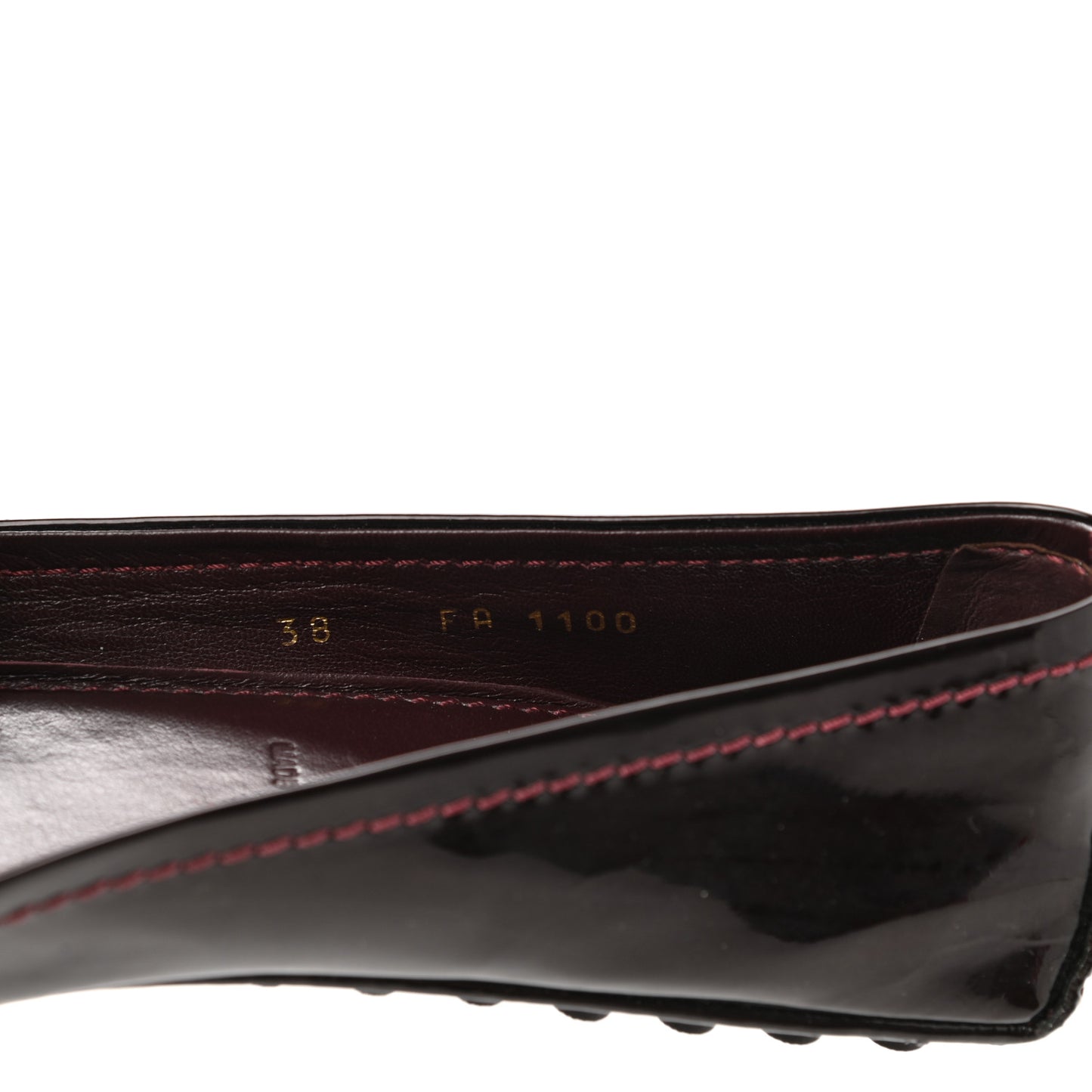Patent Calfskin Oxford Ballerina Flats 38 Amarante