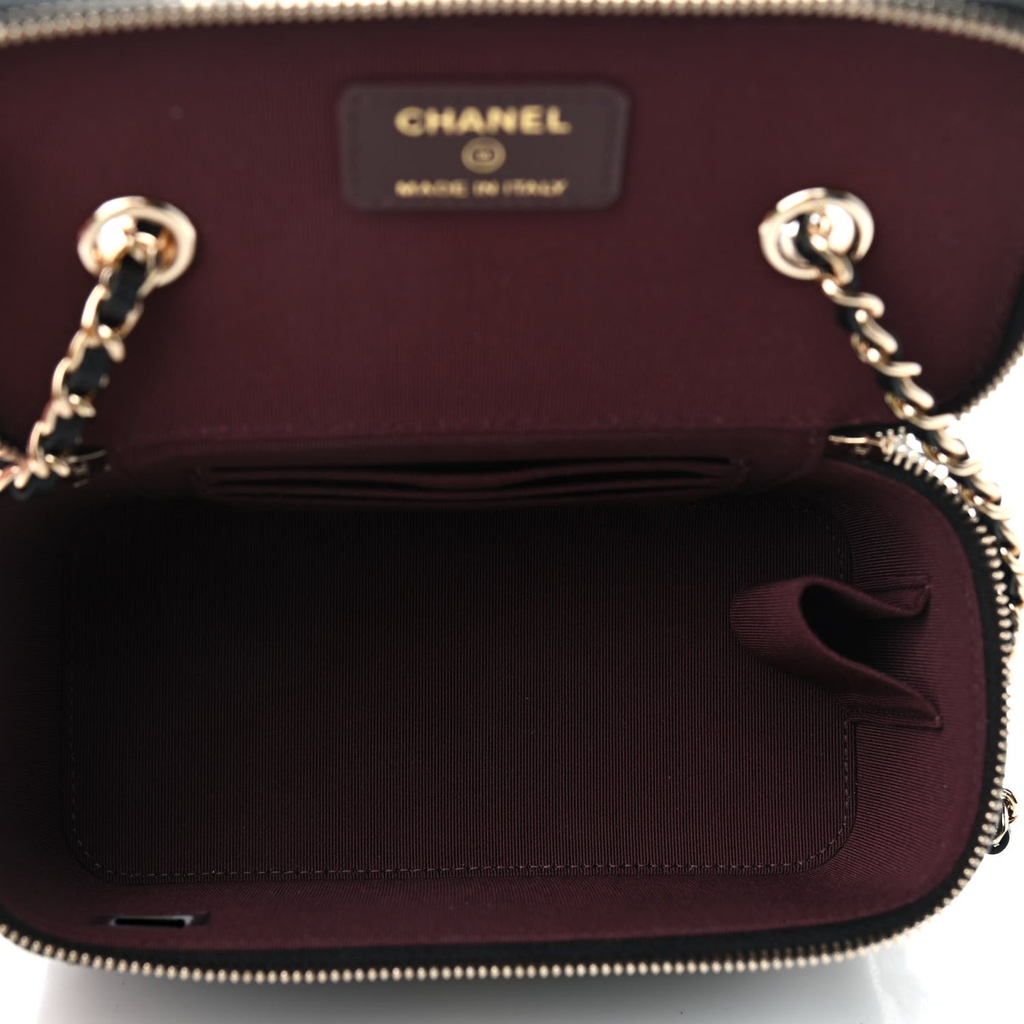 Caviar Quilted Small Vanity Case With Chain Black