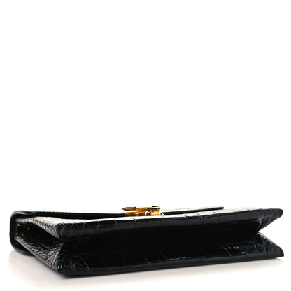 Tom Ford Calfskin Crocodile Embossed Medium Monarch Bag Black 4 of 11