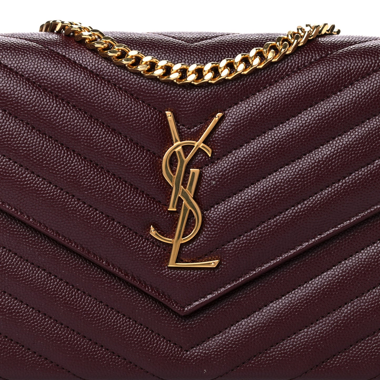 Grain De Poudre Matelasse Chevron Monogram Chain Wallet Rouge Legion