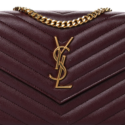 Saint Laurent Grain De Poudre Matelasse Chevron Monogram Chain Wallet Rouge Legion 9 of 11