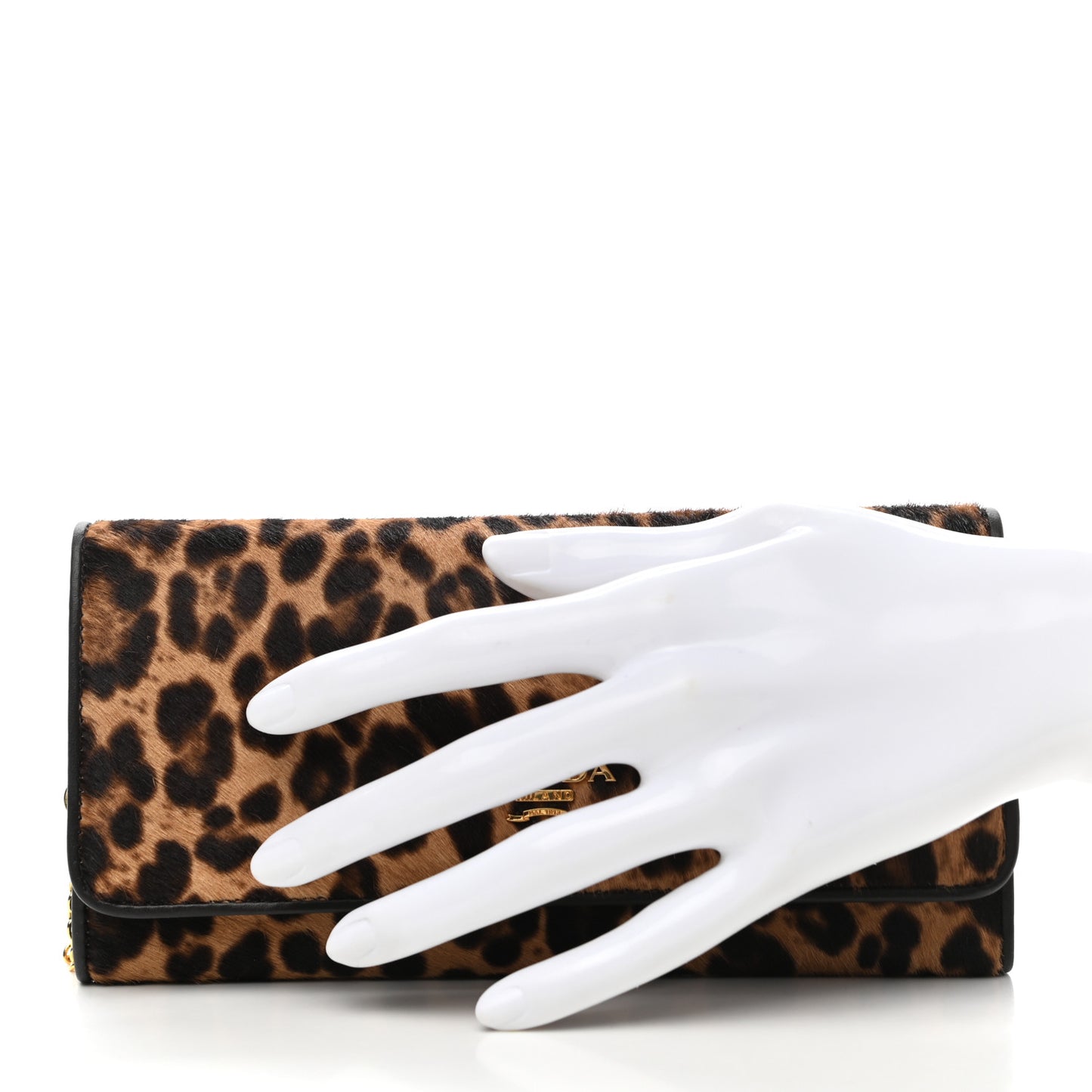 Calf Hair Leopard Continental Flap Wallet Miele Moro